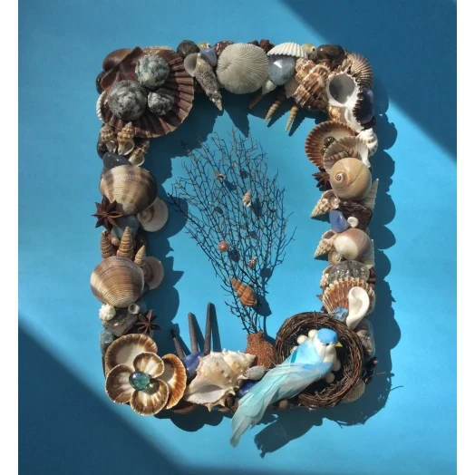 Sea Picture / Frame, Brown, Blue & White, Rectangular # 6 Sea Picture / Frame, Brown, Blue & White, Rectangular # 6