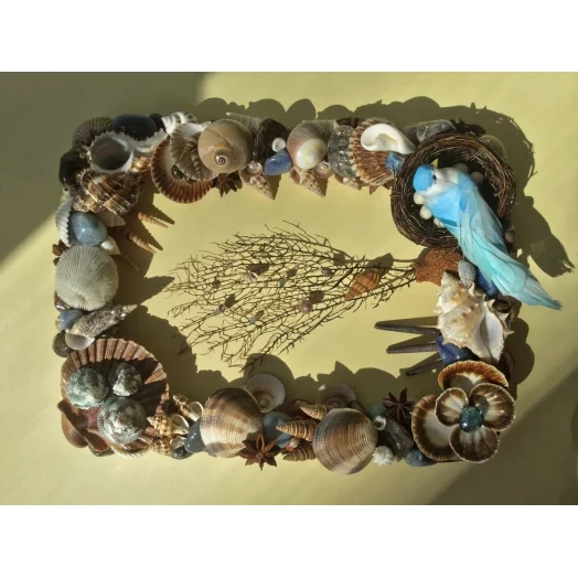 Sea Picture / Frame, Brown, Blue & White, Rectangular # 6 Sea Picture / Frame, Brown, Blue & White, Rectangular # 6