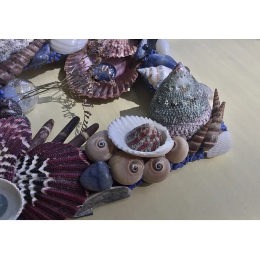 Морська картина / рамка синя, біла і вишнева квадратна # 4
