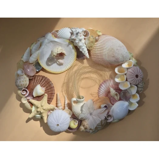 Sea Picture / Frame, White, Pink & Yellow, Oval # 6 Sea Picture / Frame, White, Pink & Yellow, Oval # 6