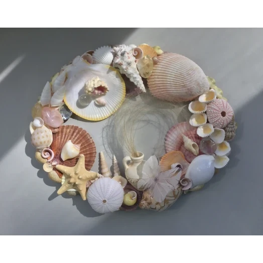 Sea Picture / Frame, White, Pink & Yellow, Oval # 6 Sea Picture / Frame, White, Pink & Yellow, Oval # 6
