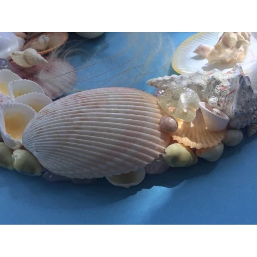 Sea Picture / Frame, White, Pink & Yellow, Oval # 6 Sea Picture / Frame, White, Pink & Yellow, Oval # 6