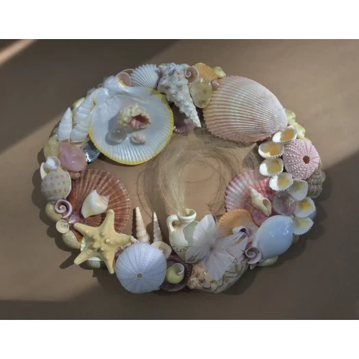 Sea Picture / Frame, White, Pink & Yellow, Oval # 6 Sea Picture / Frame, White, Pink & Yellow, Oval # 6