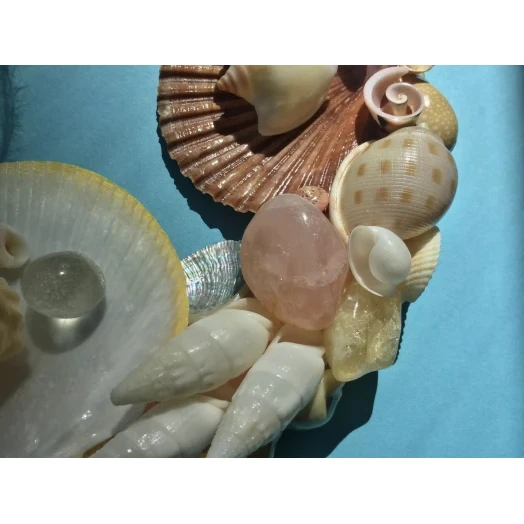 Sea Picture / Frame, White, Pink & Yellow, Oval # 6 Sea Picture / Frame, White, Pink & Yellow, Oval # 6
