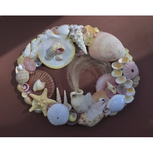 Sea Picture / Frame, White, Pink & Yellow, Oval # 6 Sea Picture / Frame, White, Pink & Yellow, Oval # 6