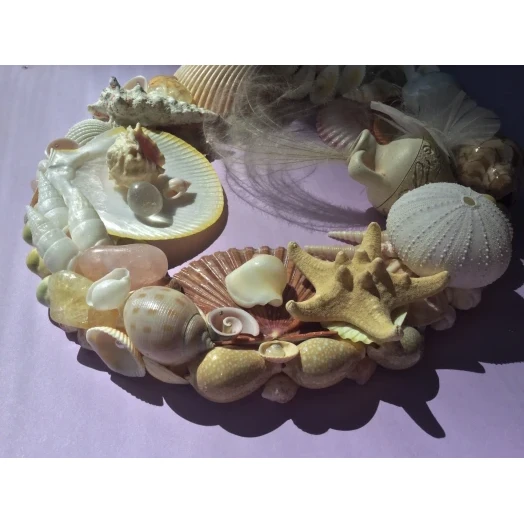Sea Picture / Frame, White, Pink & Yellow, Oval # 6 Sea Picture / Frame, White, Pink & Yellow, Oval # 6