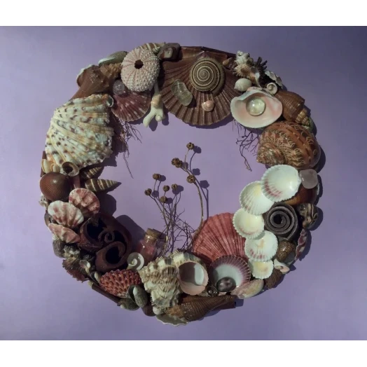 Sea Picture / Frame, Brown and Pink, Round # 1