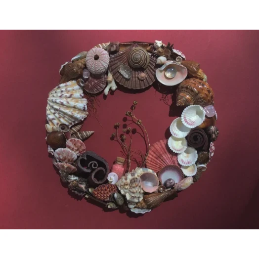 Sea Picture / Frame, Brown and Pink, Round # 1