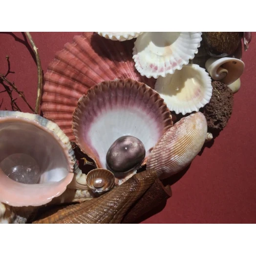 Sea Picture / Frame, Brown and Pink, Round # 1