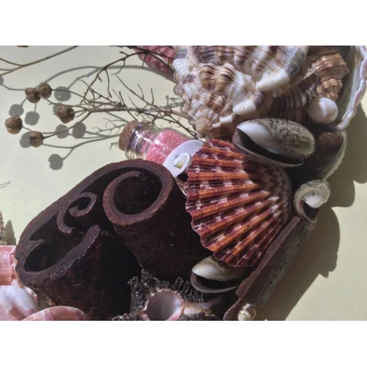 Sea Picture / Frame, Brown and Pink, Round # 1