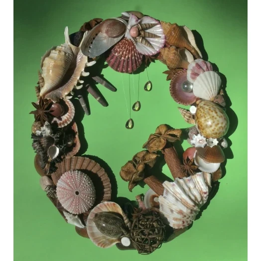 Sea Picture / Frame, Brown and Pink, Oval # 9