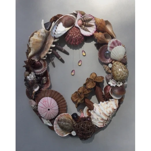 Sea Picture / Frame, Brown and Pink, Oval # 9