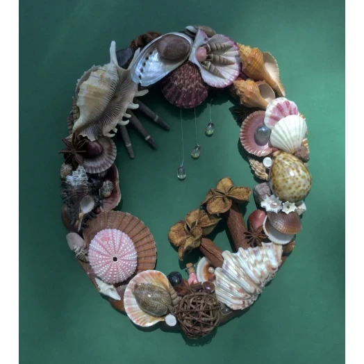 Sea Picture / Frame, Brown and Pink, Oval # 9