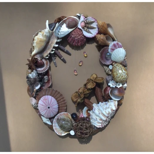 Sea Picture / Frame, Brown and Pink, Oval # 9