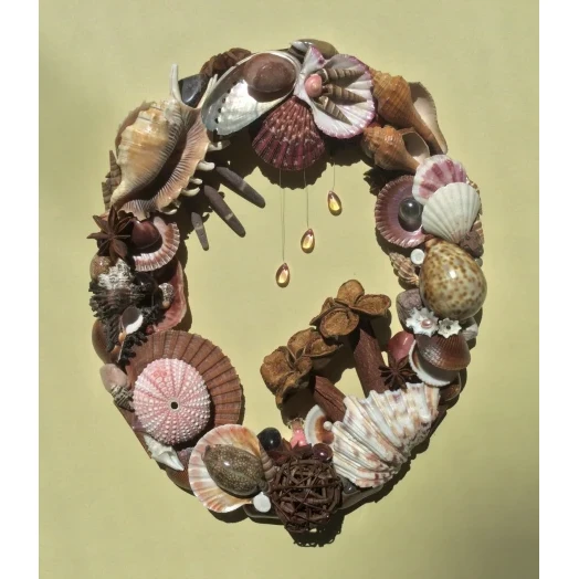 Sea Picture / Frame, Brown and Pink, Oval # 9