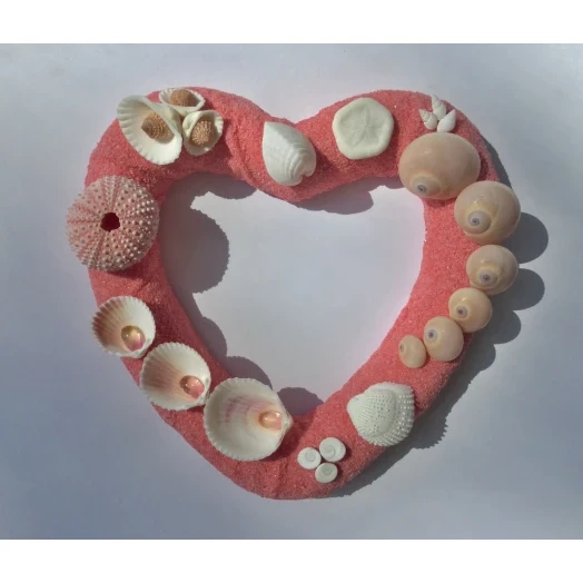 Sea Picture / Frame, Pink Sandy Heart # 23