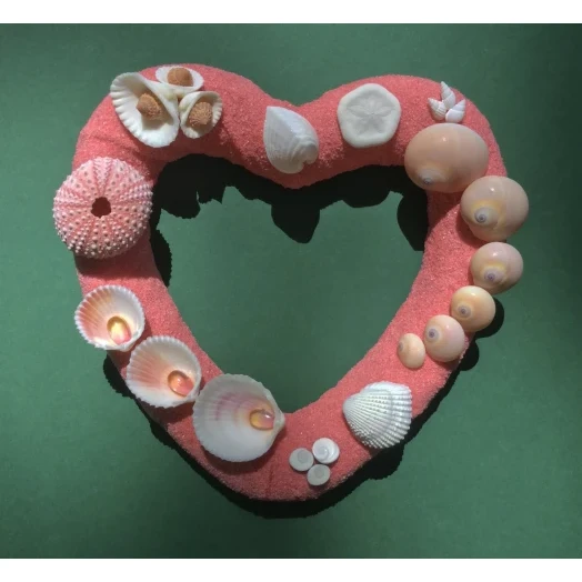 Sea Picture / Frame, Pink Sandy Heart # 23