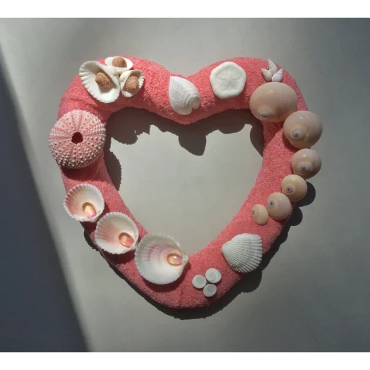 Sea Picture / Frame, Pink Sandy Heart # 23