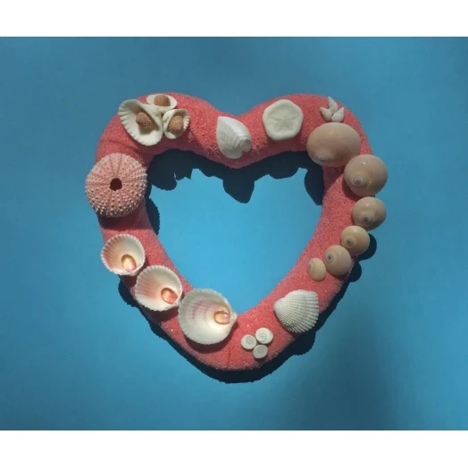 Sea Picture / Frame, Pink Sandy Heart # 23