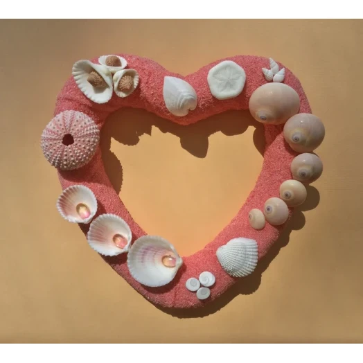 Sea Picture / Frame, Pink Sandy Heart # 23