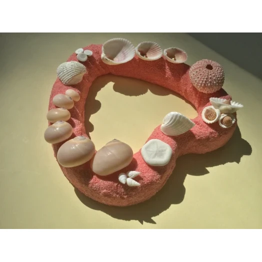 Sea Picture / Frame, Pink Sandy Heart # 23