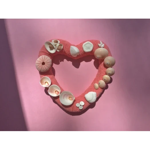 Sea Picture / Frame, Pink Sandy Heart # 23