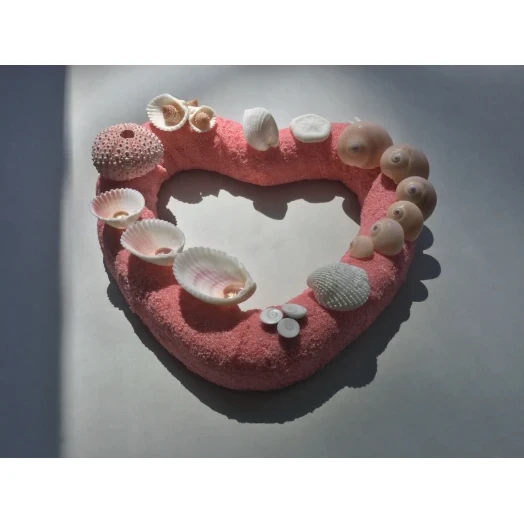 Sea Picture / Frame, Pink Sandy Heart # 23