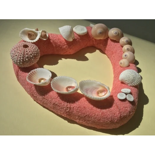 Sea Picture / Frame, Pink Sandy Heart # 23