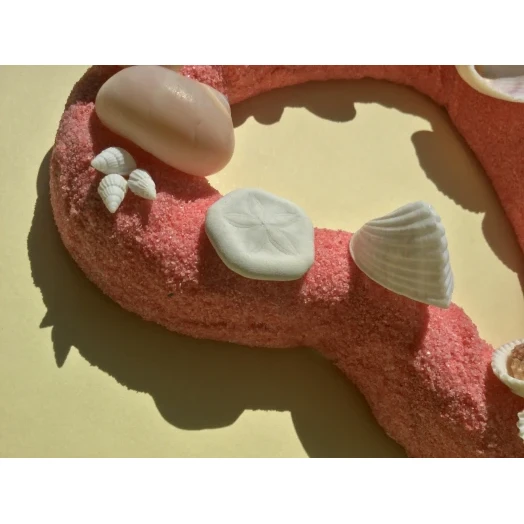 Sea Picture / Frame, Pink Sandy Heart # 23