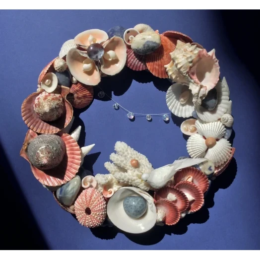 Sea Picture / Frame, Blue, Red & White, Round # 3