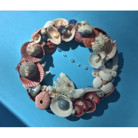 Sea Picture / Frame, Blue, Red & White, Round # 3