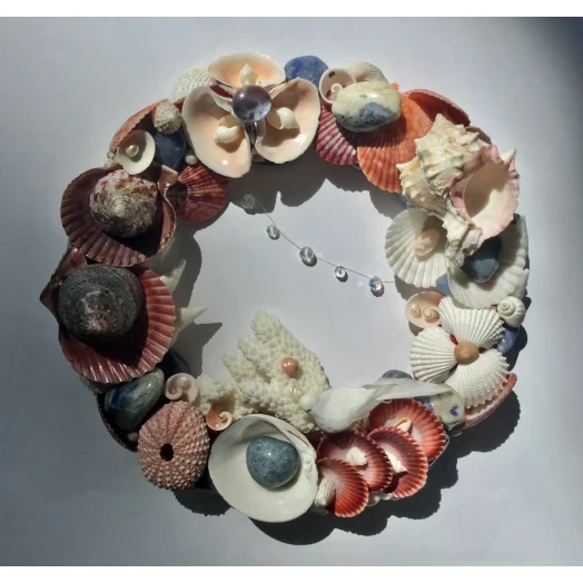 Sea Picture / Frame, Blue, Red & White, Round # 3