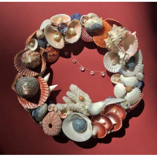 Sea Picture / Frame, Blue, Red & White, Round # 3