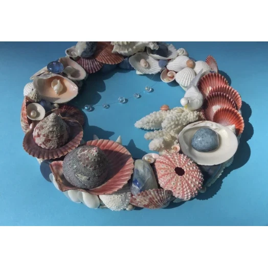 Sea Picture / Frame, Blue, Red & White, Round # 3