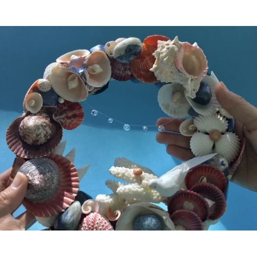 Sea Picture / Frame, Blue, Red & White, Round # 3