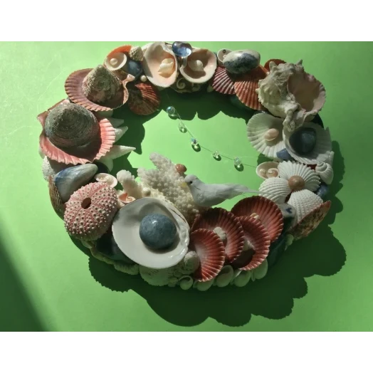 Sea Picture / Frame, Blue, Red & White, Round # 3