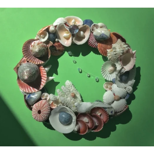 Sea Picture / Frame, Blue, Red & White, Round # 3