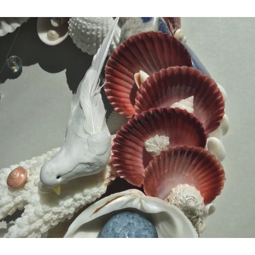 Sea Picture / Frame, Blue, Red & White, Round # 3