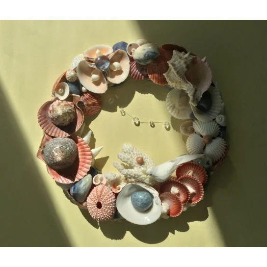 Sea Picture / Frame, Blue, Red & White, Round # 3