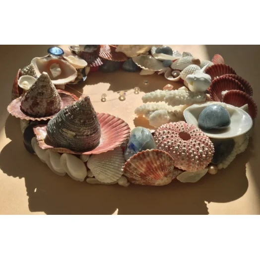 Sea Picture / Frame, Blue, Red & White, Round # 3