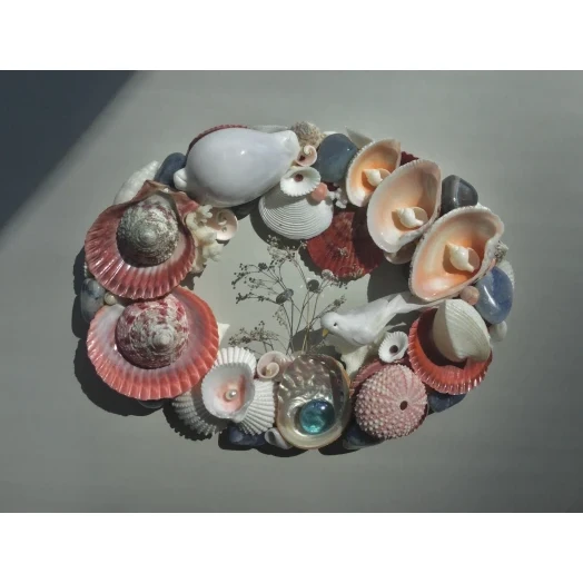 Sea Picture / Frame, Red, Blue and White, Oval # 3