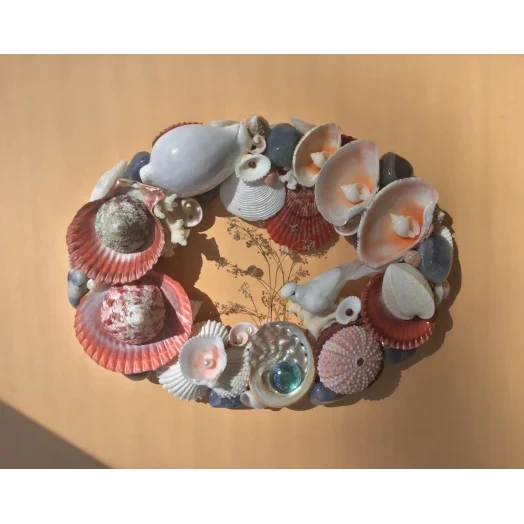 Sea Picture / Frame, Red, Blue and White, Oval # 3