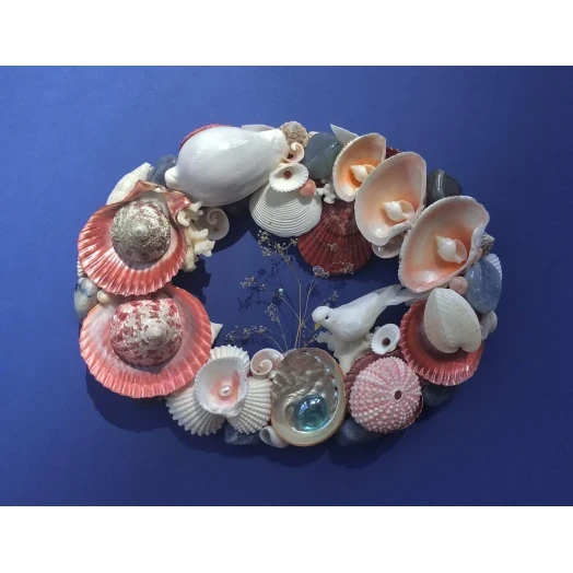 Sea Picture / Frame, Red, Blue and White, Oval # 3