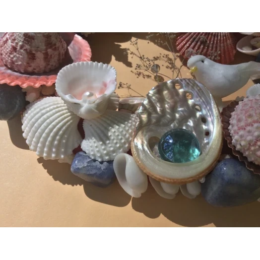 Sea Picture / Frame, Red, Blue and White, Oval # 3