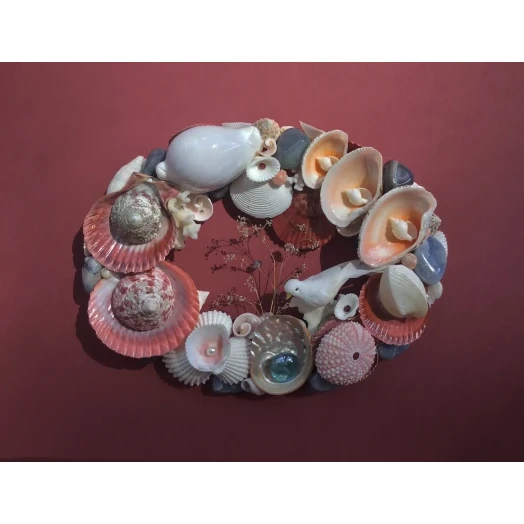 Sea Picture / Frame, Red, Blue and White, Oval # 3