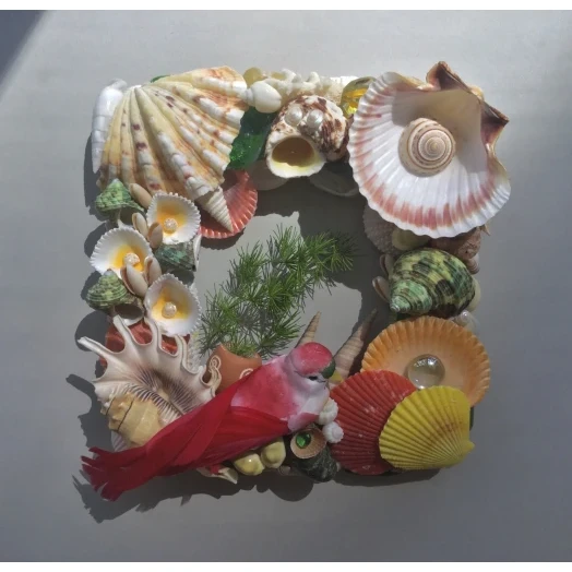 Sea Picture / Frame, Green, Red, Yellow, Orange / Colorful, Square # 5