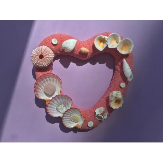 Sea Picture / Frame, Pink-Red Sandy Heart # 22 Sea Picture / Frame, Pink-Red Sandy Heart # 22
