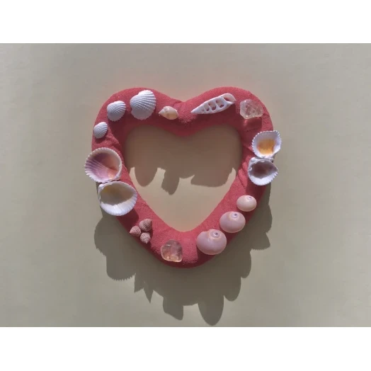 Sea Picture / Frame, Red and Pink Sandy Heart # 32 Sea Picture / Frame, Red and Pink Sandy Heart # 32
