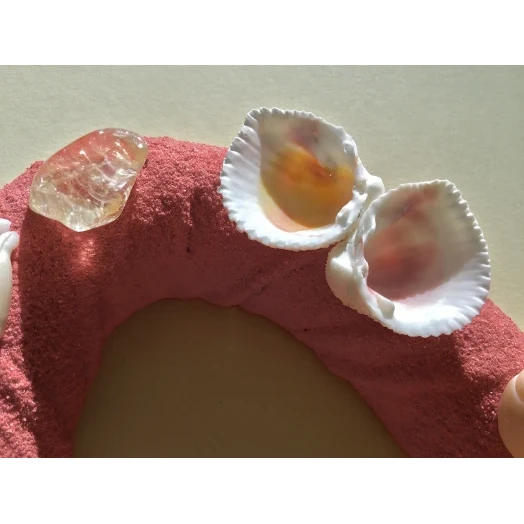 Sea Picture / Frame, Red and Pink Sandy Heart # 32 Sea Picture / Frame, Red and Pink Sandy Heart # 32
