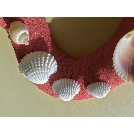 Sea Picture / Frame, Red and Pink Sandy Heart # 32 Sea Picture / Frame, Red and Pink Sandy Heart # 32